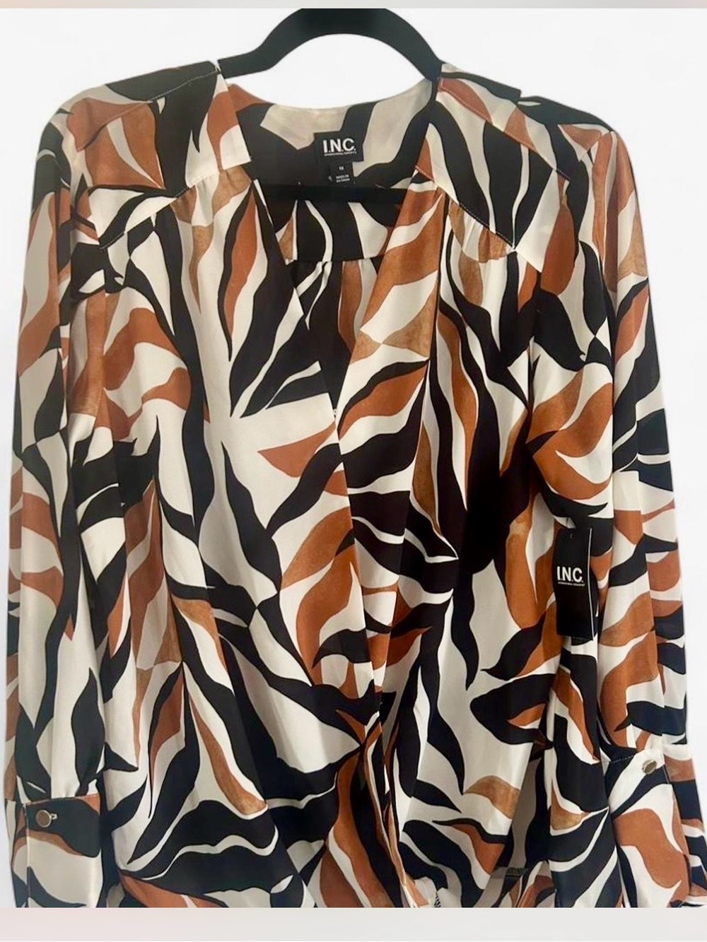 NWT INC International Concepts Plus Size 1X Abstract Zebra Print Blouse Top